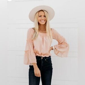 BAILEY’S BLOSSOMS Swiss dot cropped top-women’s medium NWT